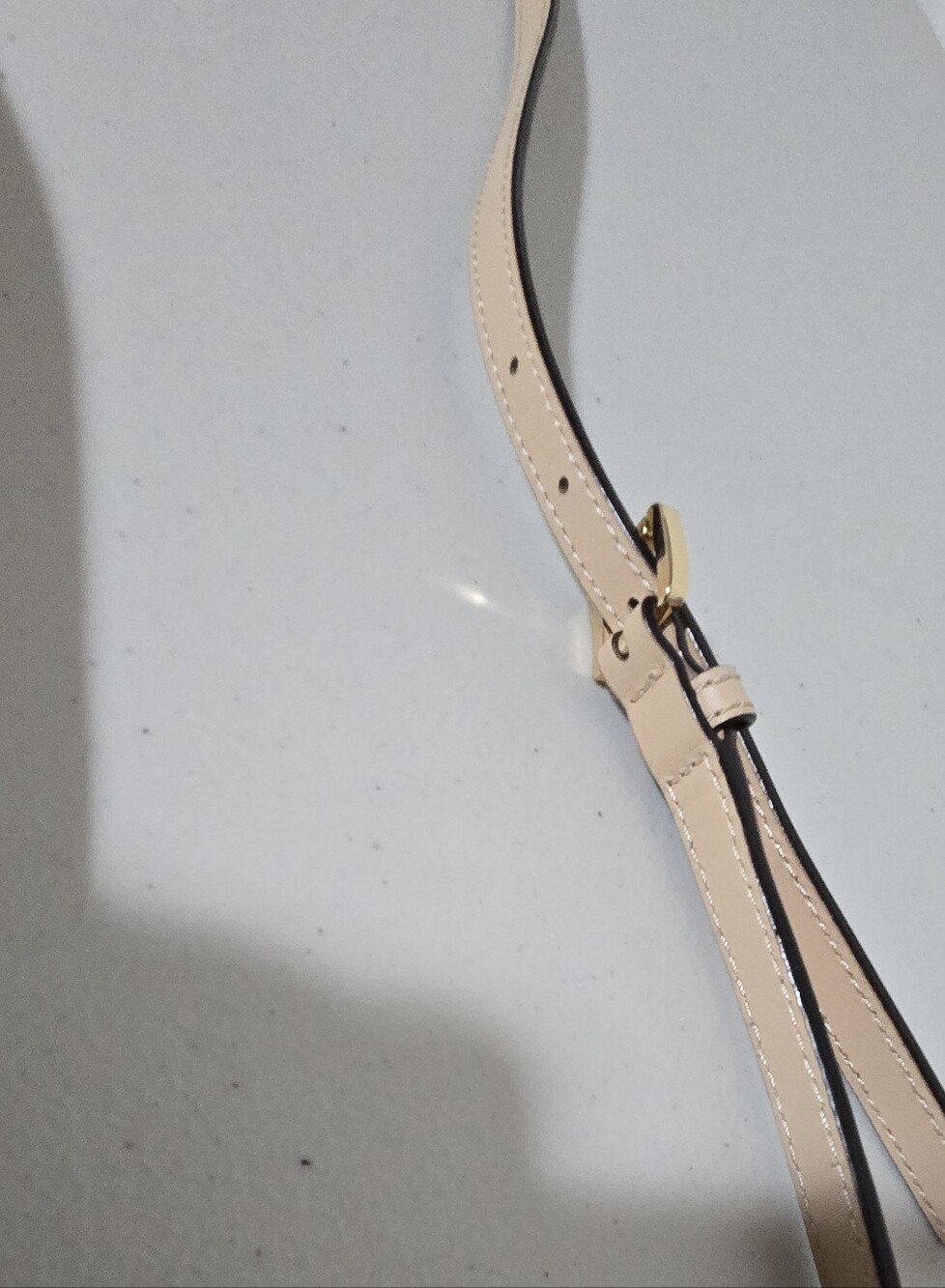 Michael Kors Neutral Cream Leather Bag Strap with Gold Buckle - Picture 5 of 8